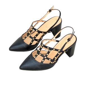 Black Block Heel Sling Back Size 8W by Cato
